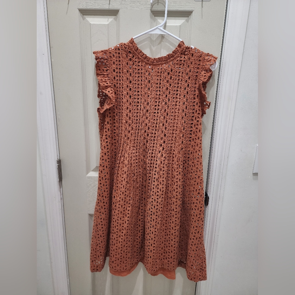 Madewell Women's Dress, Size medium, Peach, Embroidered.